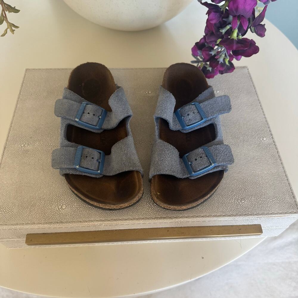 Blue Birkenstocks Size 33 Suade Kids 2-2.5 Shoes slip ons slides